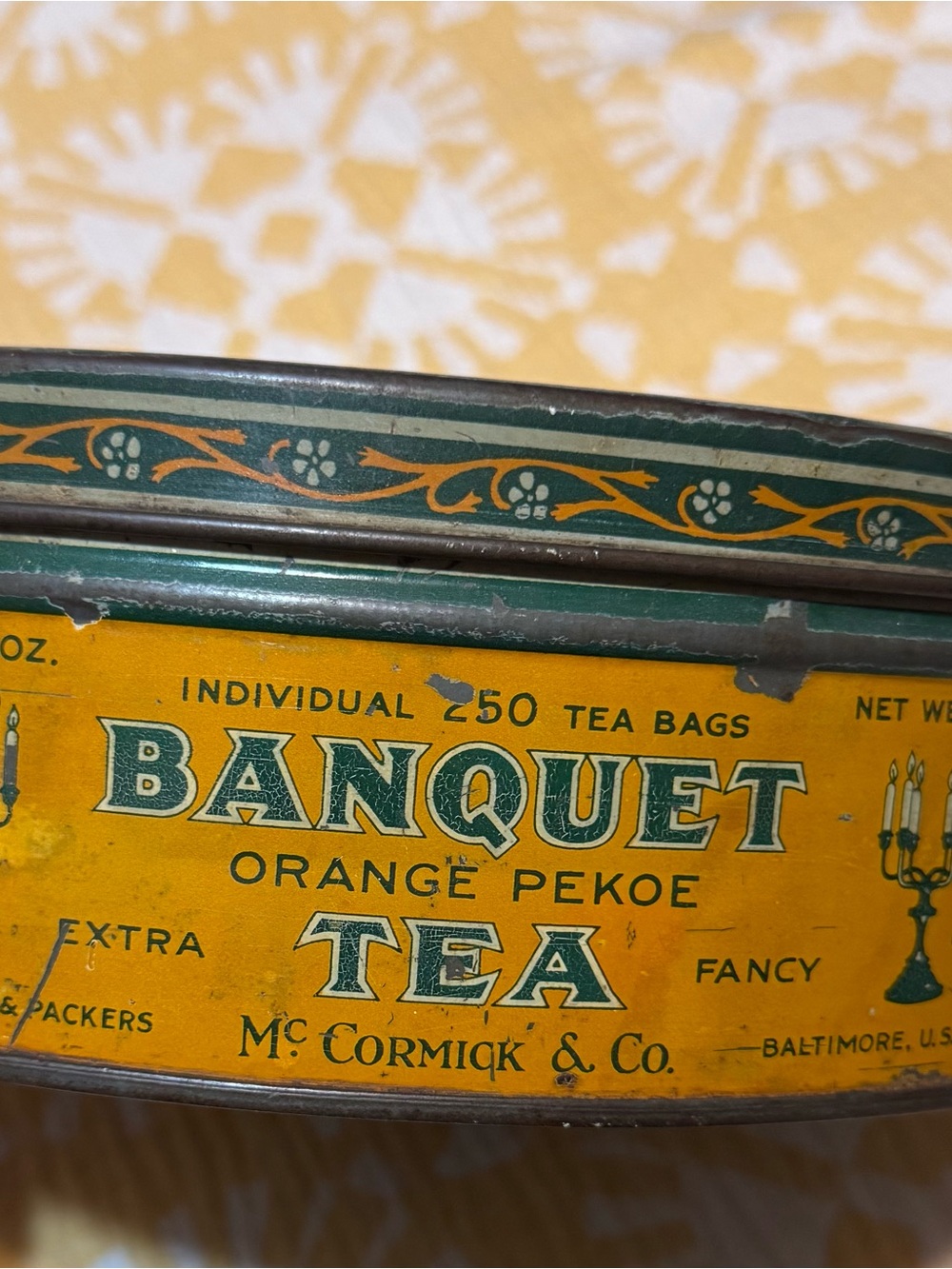 Vintage 1930's Banquet Orange Pekoe Tea Tin - McCormick & Co.